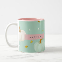 Personlig Cute Fall Mint-Grönt Pastel Pumpkin Två-Tonad Mugg