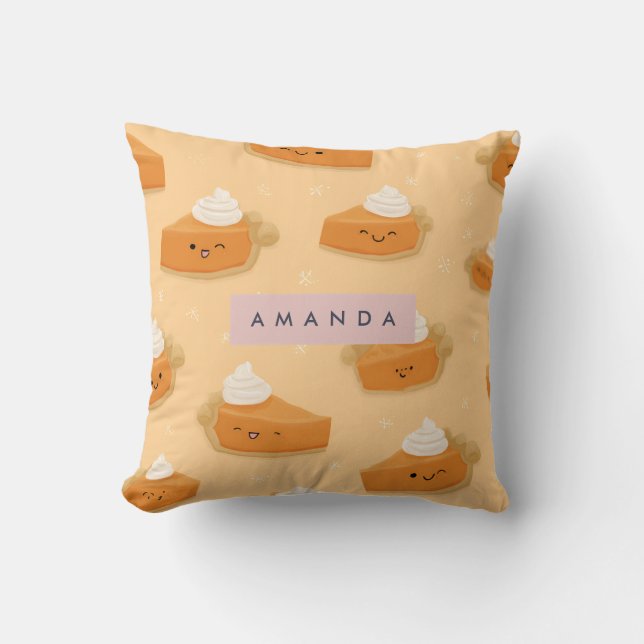 Personlig Cute Fall Pumpkin Paj Whisted Cream Kudde (Framsida)