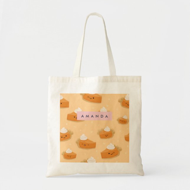 Personlig Cute Fall Pumpkin Paj Whisted Cream Tygkasse (Framsidan)