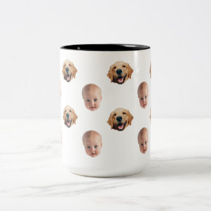 Personlig Cute Family Ansikte 2 Foton Mugg