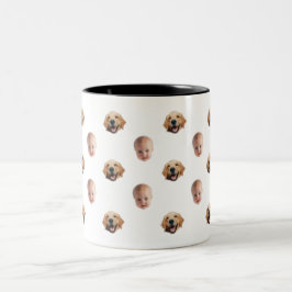 Personlig Cute Family Ansikte 2 Foton Mugg