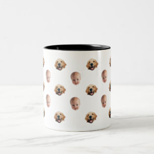 Personlig Cute Family Ansikte 2 Foton Mugg