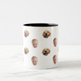 Personlig Cute Family Ansikte 2 Foton Mugg
