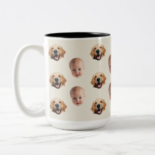 Personlig Cute Family Ansikte 2 Foton Mugg