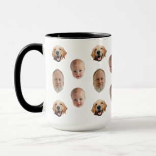 Personlig Cute Family Ansikte 3 Foton Mugg