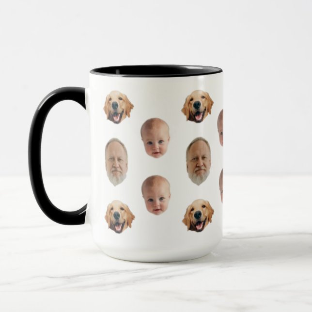Personlig Cute Family Ansikte 3 Foton Mugg (Vänster)