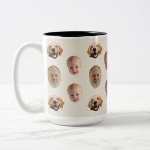 Personlig Cute Family Ansikte 3 Foton Mugg