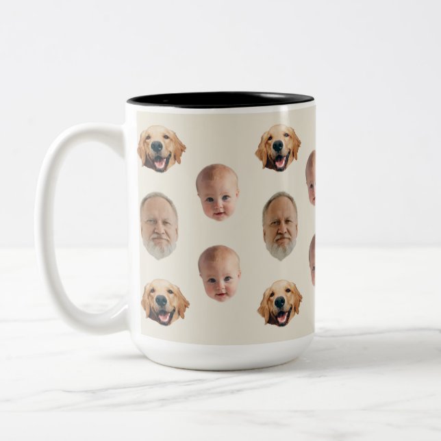Personlig Cute Family Ansikte 3 Foton Mugg (Vänster)