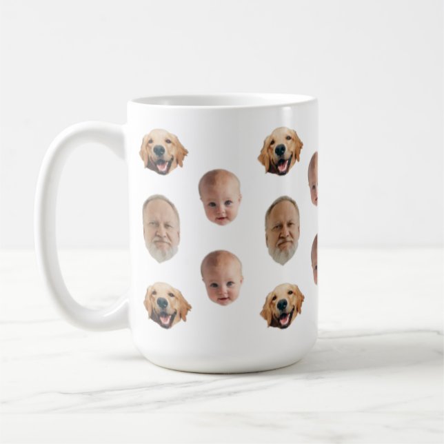 Personlig Cute Family Ansikte 3 Foton Mugg (Vänster)