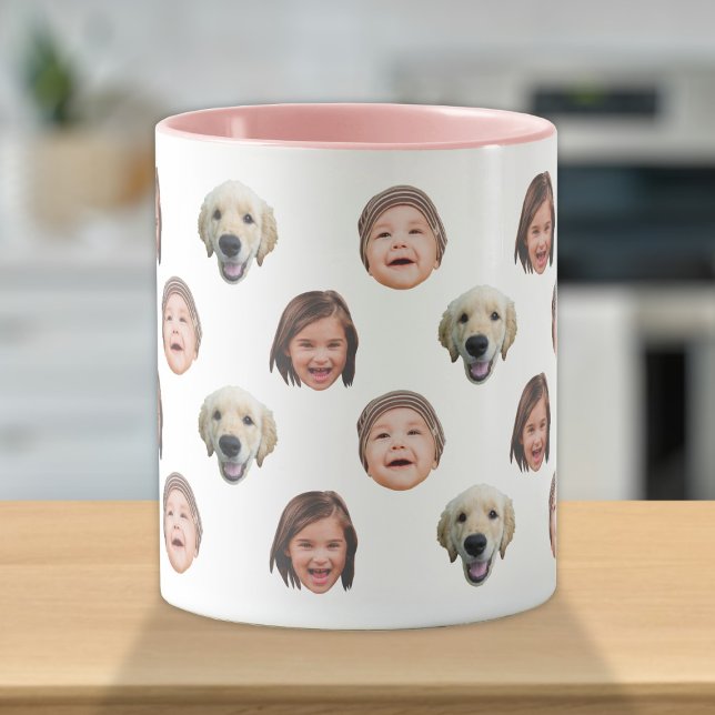 Personlig Cute Family Ansikte 3 Foton Mugg (Skapare uppladdad)