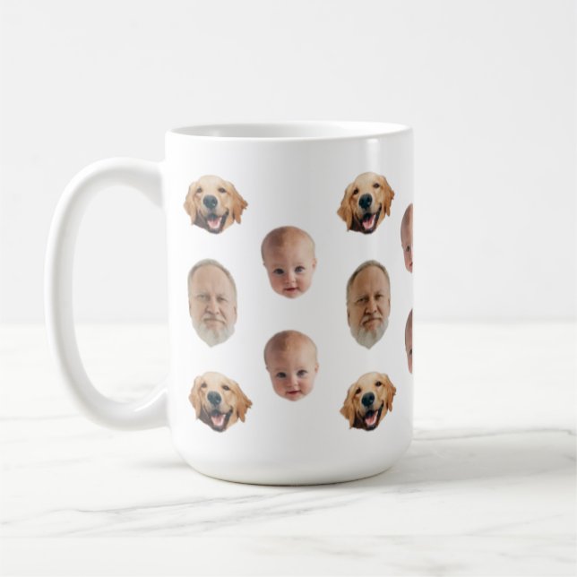 Personlig Cute Family Ansikte 3 Foton Mugg (Vänster)