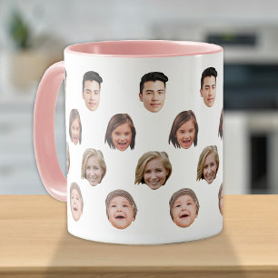 Personlig Cute Family Ansikte 4 Foton Mugg