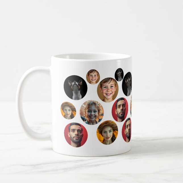 Personlig Cute Family Ansikte 5-foton Kaffemugg (Vänster)