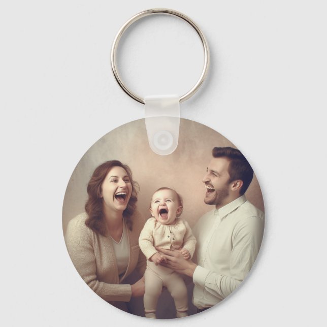 Personlig Cute Family och baby Photo och Nyckelring (Framsida)