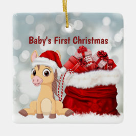 Personlig Cute Foal Baby 1st jul Horse Julgransprydnad Keramik