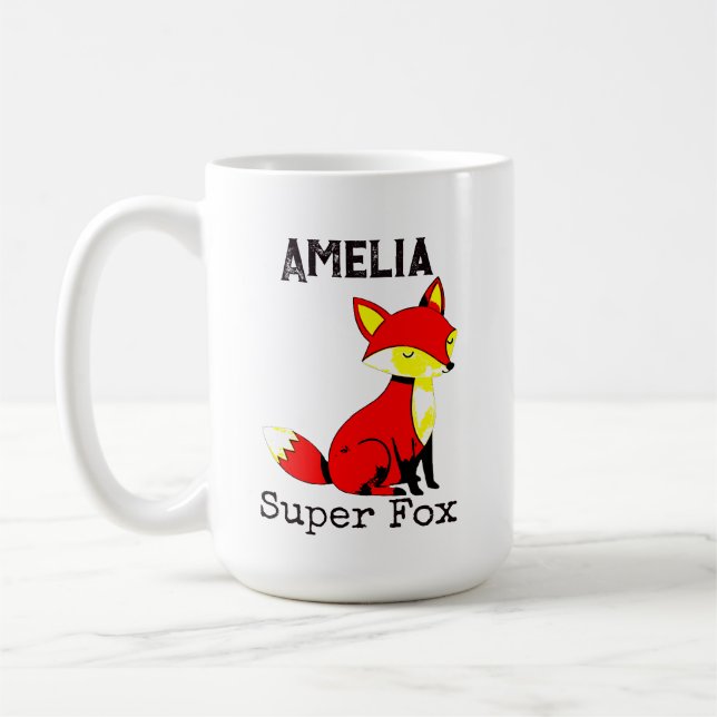 Personlig Cute Fox  Kaffemugg (Vänster)