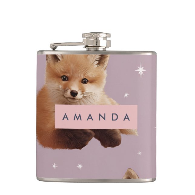 Personlig Cute Fox och Hett Kakao Mönster Fickplunta (Framsidan)