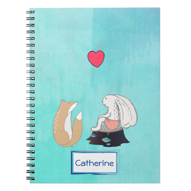 Personlig Cute Fox och kanin Illustration Anteckningsbok (Framsidan)