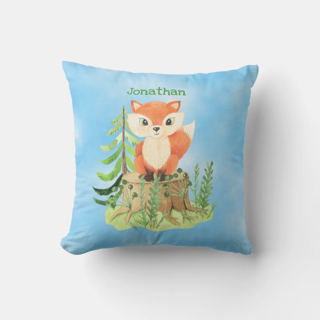 Personlig Cute Fox på en stump Kudde (Framsida)