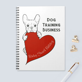 Personlig Cute Frenchie Hund med rött hjärta Anteckningsbok