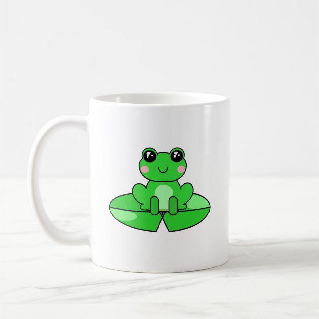 Personlig Cute Frog | Namn i hjärtat Kaffemugg (Vänster)