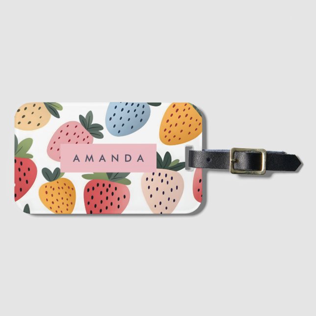Personlig Cute Fruit Strawberry Mönster Bagagebricka (Framsida horisontal)