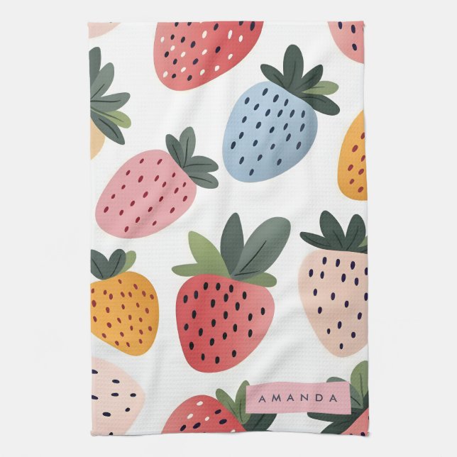 Personlig Cute Fruit Strawberry Mönster Kökshandduk (Vertikal)