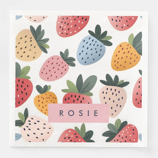 Personlig Cute Fruit Strawberry Mönster Pappersservett (Framsida)