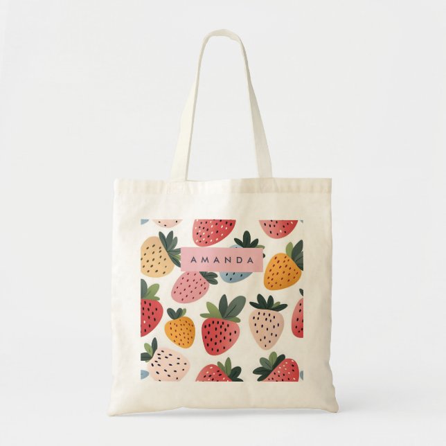 Personlig Cute Fruit Strawberry Mönster Tygkasse (Framsidan)