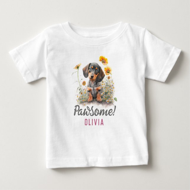 Personlig Cute Funny Dachshund Hund T Shirt (Framsida)