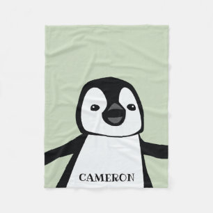 Personlig Cute Funny Penguin Baby Grönt Fleecefilt