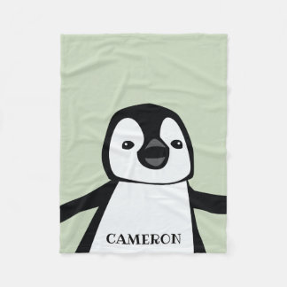 Personlig Cute Funny Penguin Baby Grönt Fleecefilt