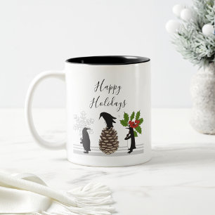 Personlig Cute Funny Penguin jul Två-Tonad Mugg