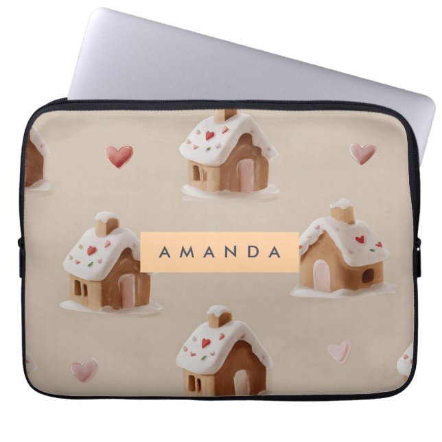 Personlig Cute Gingerbröd House Mönster Laptop Fodral (Framsidan)