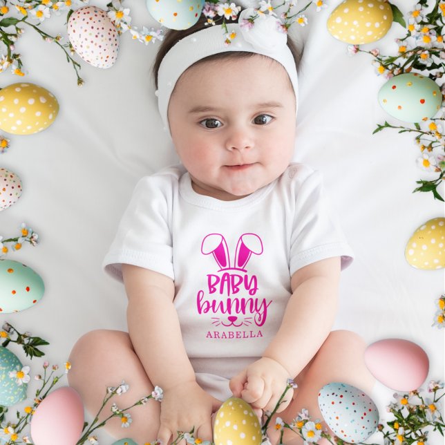 Personlig Cute Girl Baby Bunny Påsk T Shirt (Personalized Cute Girl Baby Bunny Easter Baby Bodysuit)