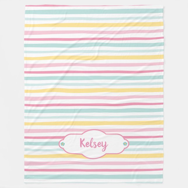 Personlig Cute Girl Colorful Rand Blanket Fleecefilt (Framsidan)