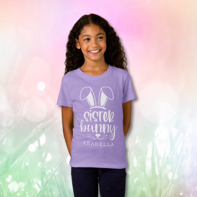 Personlig Cute Girl Sister Bunny Påsk T Shirt (Personalized Cute Girl Sister Bunny Easter T-Shirt
)