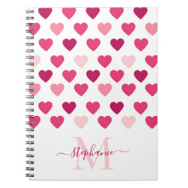 Personlig Cute Girly Rosa Hearts Kärlek Anteckningsbok