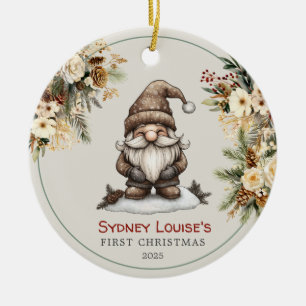 Personlig Cute Gnome Baby Första jul Julgransprydnad Keramik