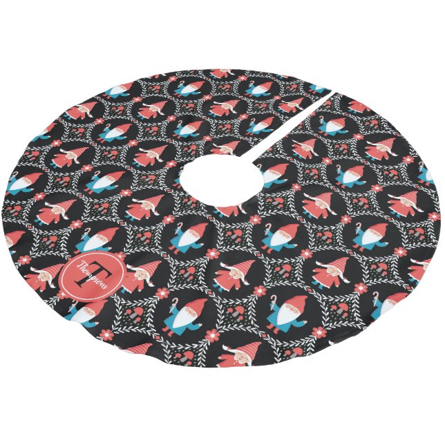 Personlig Cute Gnome jul Brushed Polyeste Julgransmatta Borstad Polyester (Vinklad)