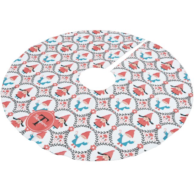 Personlig Cute Gnome-jul Julgransmatta Borstad Polyester (Vinklad)