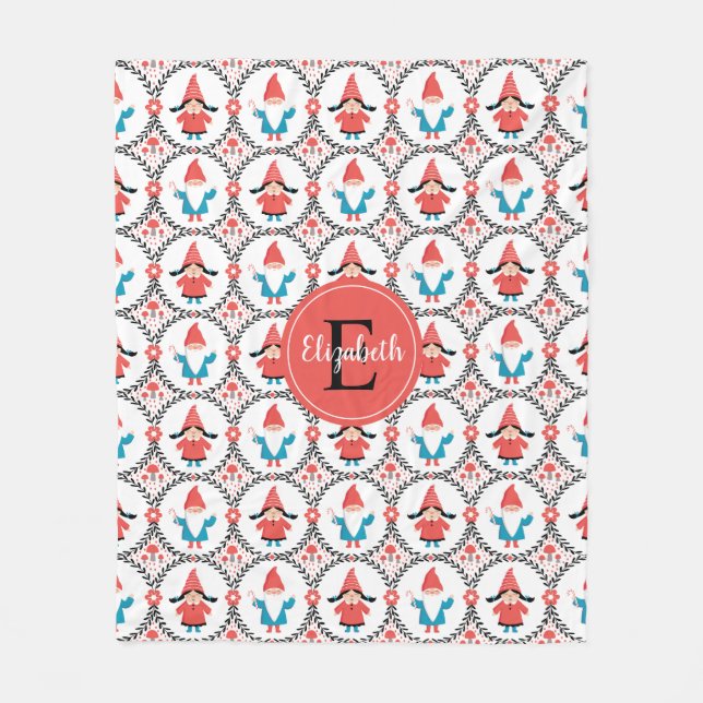 Personlig Cute Gnome-jultomten Blanket Fleecefilt (Framsidan)