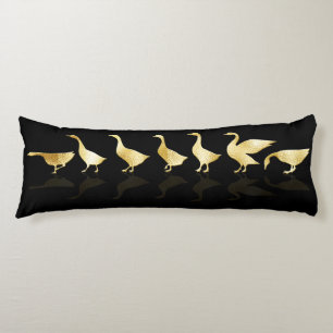 Personlig Cute Gold Foil Geese Black Kroppskudde