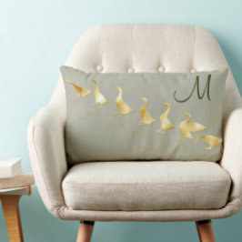 Personlig Cute Gold Foil Geese Blek Sage Grönt Lumbarkudde