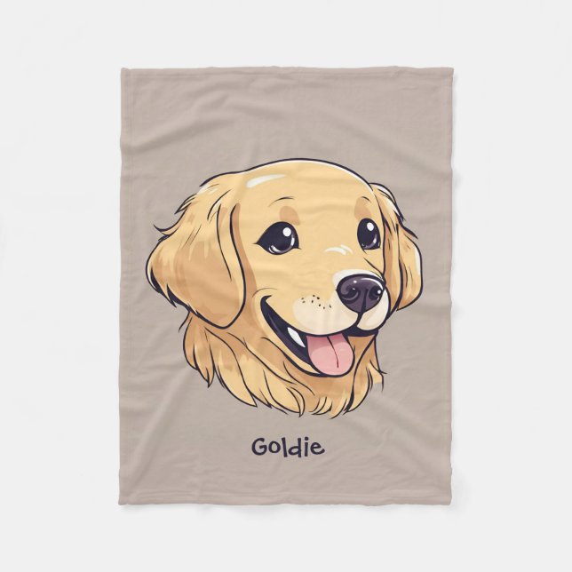 Personlig Cute Golden Retriever Fleecefilt (Framsidan)