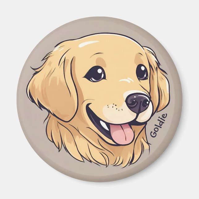 Personlig Cute Golden Retriever Magnet (Framsidan)