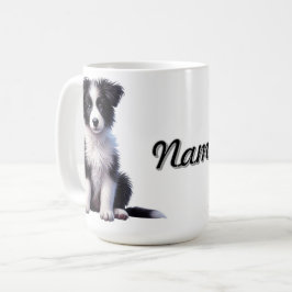 Personlig Cute Gräns Collie Puppy Kaffemugg
