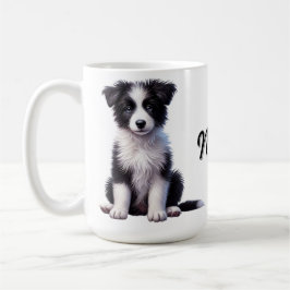 Personlig Cute Gräns Collie Puppy Kaffemugg