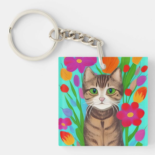 Personlig Cute Grått Cat med färgämnen (Framsidan)