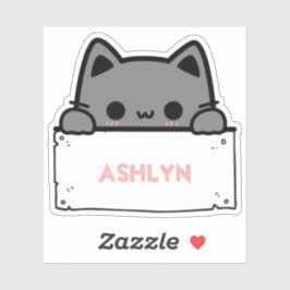 Personlig Cute Grått Cat Namn Klistermärken